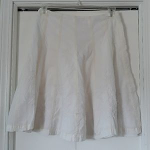 White Vintage Midi Skirt with Embroidery